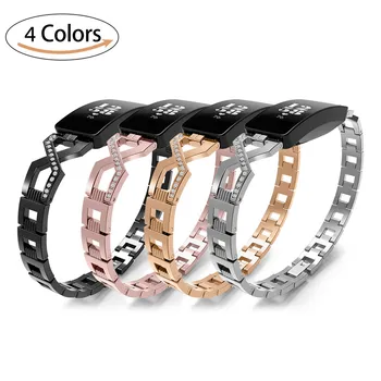 

Wristband Strap For fitbit Inspire HR Metal wristband Stainless Steel Diamond Cross Chained Watchband For fitbit Inspire