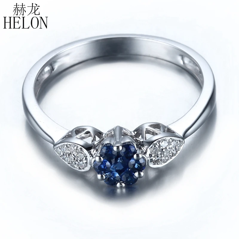 HELON, Стерлинговое Серебро, 0.4ct, натуральные сапфиры, бриллианты, обручальное кольцо, юбилей, вечерние, для женщин, группа, хорошее ювелирное изделие, модный