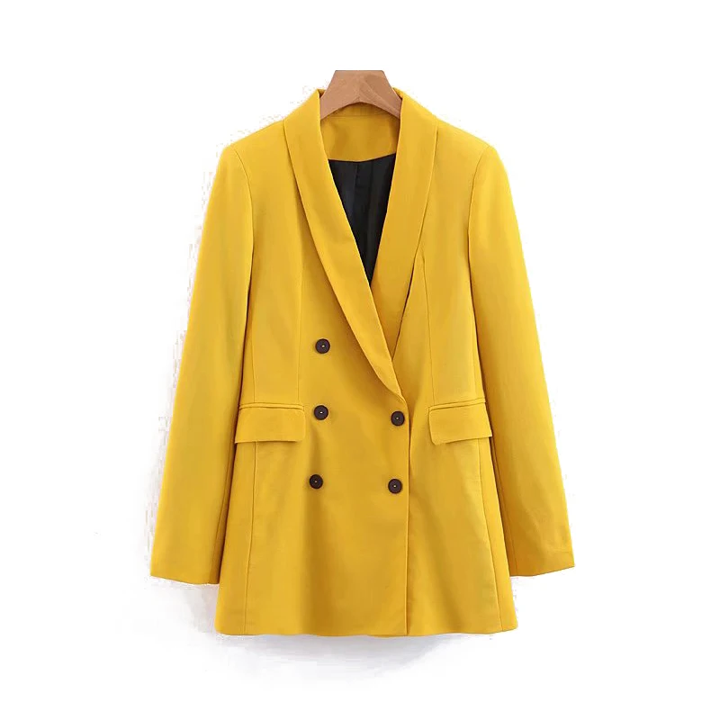 Новые модные женские желтые длинные блейзеры куртки 2019 весна-осень офисные женские Саржевые бомбы костюмы пальто для девочек Роскошный