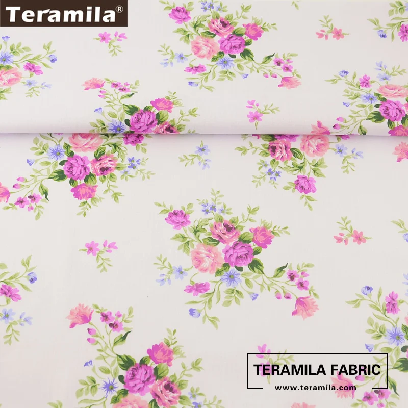Teramila Fabric 100% Cotton Tissue Fat Quarter Sewing Material Bed Sheet Quilting Textile Printed Blooming Pink Flower Design|fat quarters|designer