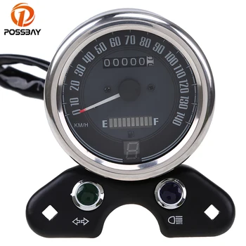 

POSSBAY Motorcycle Speedometer Odometer Gauge Oil Fuel Level Display Universal fit for Most Motorbikes Instrument With USB Port