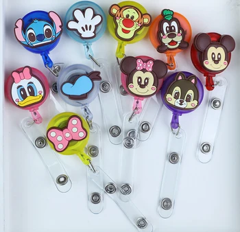 

10pcs cartoon Retractable Badge Reel High quality silicone Student Nurse ID Name Card Badge Holder Office Supplies