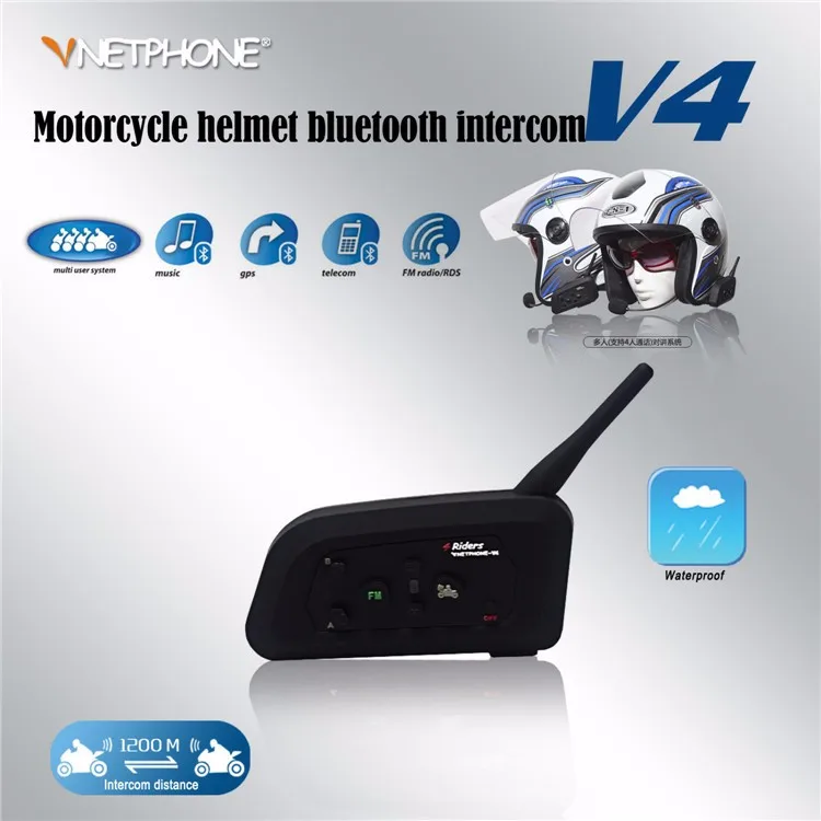 Беспроводной мотоцикла Bluetooth наушник для внутренней связи VENTPHONE V4 1200 BT Мульти домофон Шлемы-гарнитуры записывающие устройство десткий коммуникатор в случаи опасности 4 всадников Moto