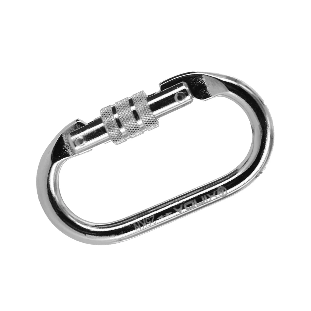 Heavy Duty Mountaineering Tree Climbing Arborist Steel Screw Lock Carabiner 25KN Mountaineering Caving Rock Climbing Carabiner D