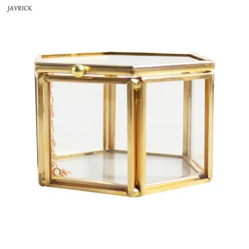 

Geometrical Clear Glass Jewelry Box Jewelry Organize Holder Tabletop Succulent Plants Container Home Jewelry Storage