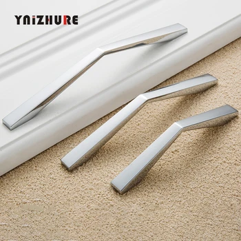 

Bright Chrome Modern Minimalist Handle Door Drawer Cabinet Wardrobe Knobs Door Hardware Garden Handles