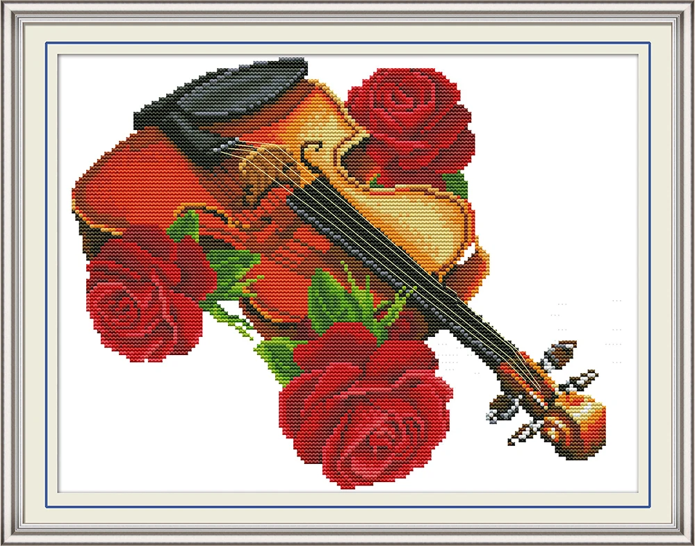 

My Heart Will Go On Violin cross stitch kit aida 14ct 11ct count print canvas cross stitches needlework embroidery DIY handmad