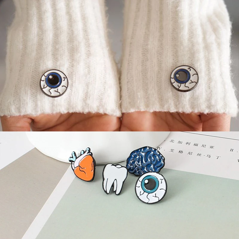 

Europe and America Hiphop Fashion Creative Brain Eye Heart Tooth Color Enamel Brooches Brooch Accessories Charm Jewelry