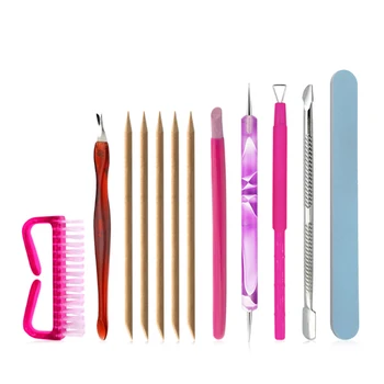 

Manicure tools set UV Gel Polish Remover Stick Rod Stainless Steel Nail Cuticle Lacquer Pusher Nail Art brush Cleaner Care Tool