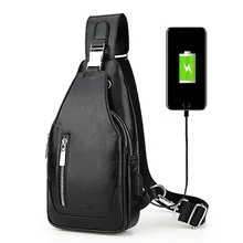 Мужская нагрудная сумка из искусственной кожи, нагрудный пакет, USB рюкзак с отверстием для наушников, функциональный дорожный органайзер, мужской слинг, сумка-мессенджер