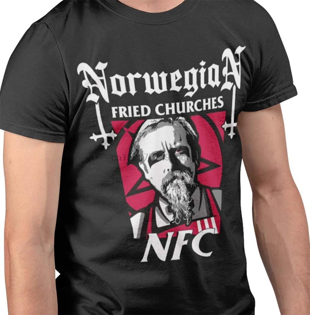 Музыкальная футболка Mayhem NFC-норвежские жареные церкви пародия Burzum Varg | Мужская