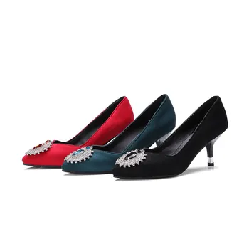 

25-62 Plus Size Med Heel Shoes Women Pumps Shoes Heel Fashion Women Shoes High Quality