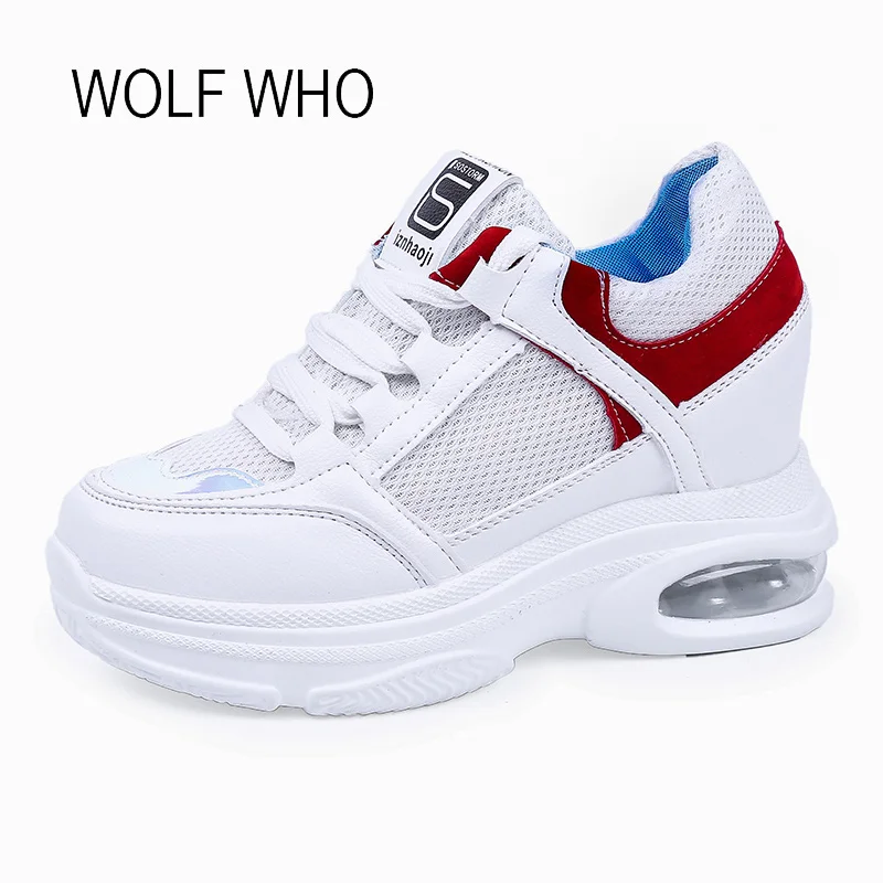 

WOLF WHO 2018 Women Platform Sneakers Ladies High Heels Shoes Female Hidden Wedge Thick Sole Tenis Femininos Casual H-416