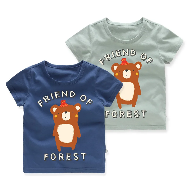Casual Summer Animals Print Kids Tees Cotton Baby Boys T-Shirts For Age 2-8 Years Old