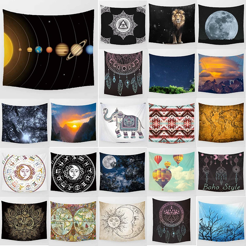 

Unicorn tapestry Solar system world map lion wall hanging tapestry home decoration large rectangle bedroom wall tapestry