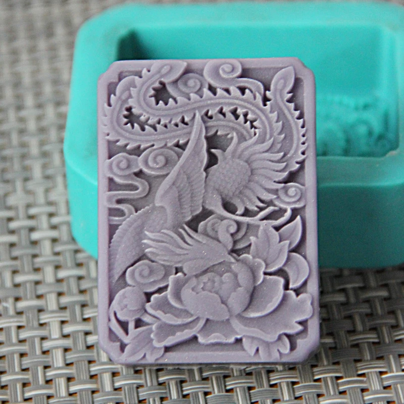 Китайский рисунок Феникса DIY силиконовая форма для мыла ручной работы для формирования 3D формы эллипс круглая квадратная форма подарок