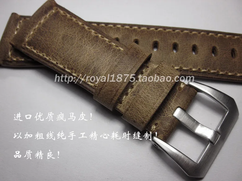 

High-grade straps 24 26mm Genuine Leather man watch bands thick Watch accessories for Panerai Omega garmin Fenix 3 Big Wristband
