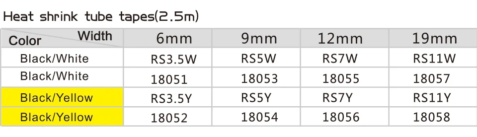 Puty Лидер продаж шт. 5 шт. черный на желтый 9 мм Совместимость RS5Y термоусадочные трубные ленты мм этикетки ленты RS5Y для DYMO носорог принтер