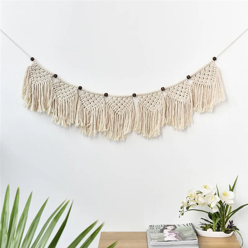 

100% Handcrafted Macrame Hanging Drops Cotton Thread Bohemian Style Wall Hanging Retro Stylish Wedding Backdrop Home Decor