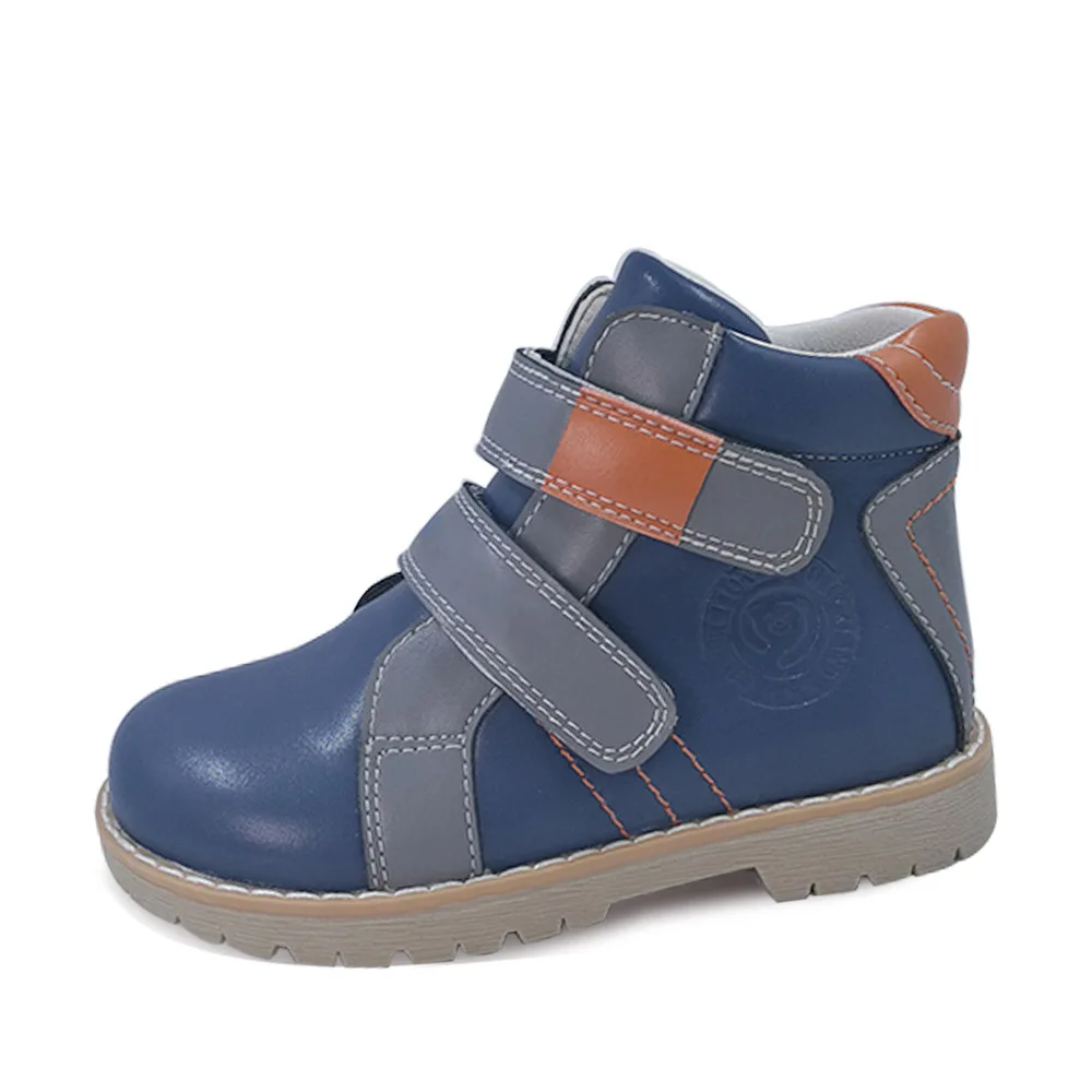 Ortoluckland/детская повседневная обувь из натуральной кожи; оригинальная ортопедическая обувь для девочек; сезон осень-весна; цвет коричневый, темно-синий, фиолетовый; ботильоны - Цвет: navy blue grey