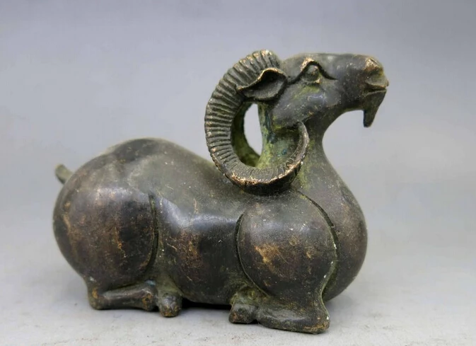 

wholesale factory China old bronze copper carved Feng Shui lucky sheep Sculpture Statue