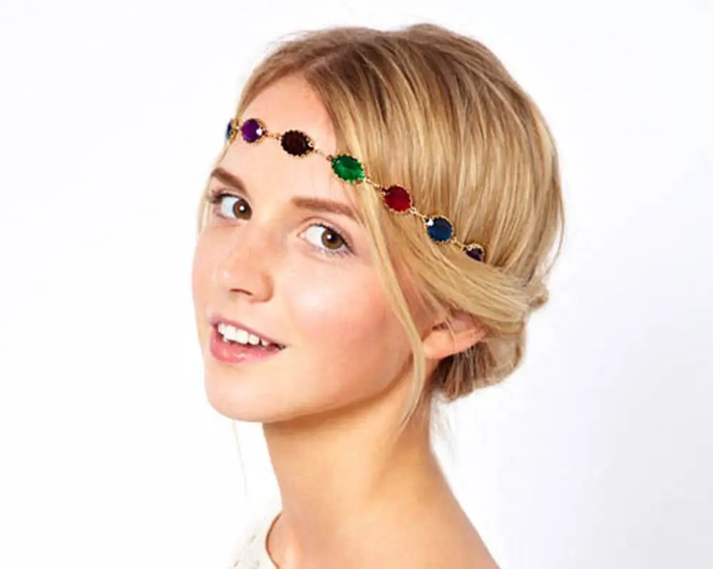 Women Fashion Metal Rhinestone Head Chain Jewelry Headband Head Piece