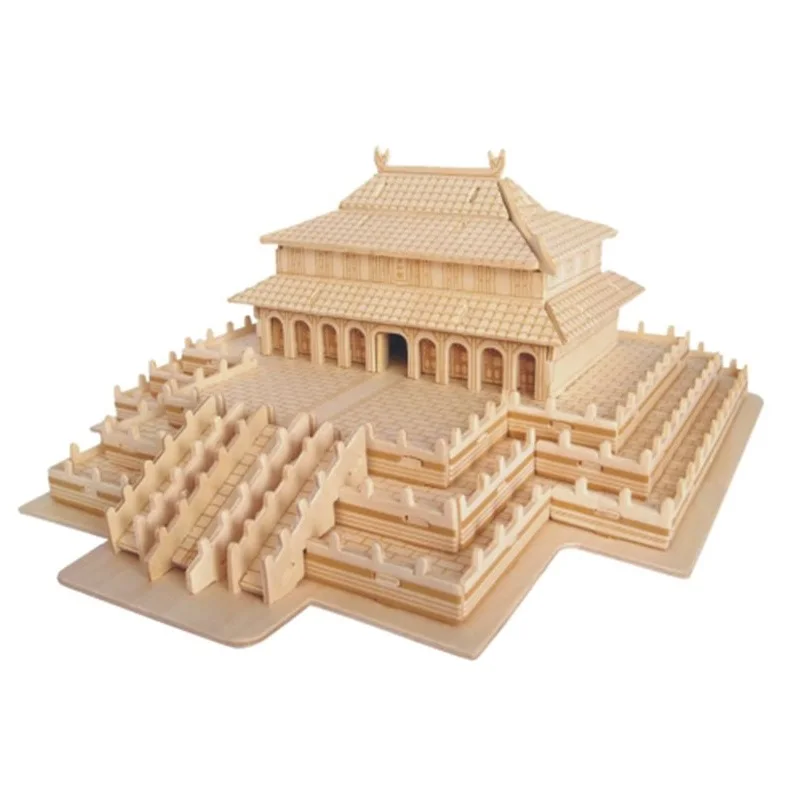 

Wooden Toys Building Puzzles Stitching Chinese Castle Building Simulation Toy Model Big Villa Models DIY 3D Wooden Puzzles