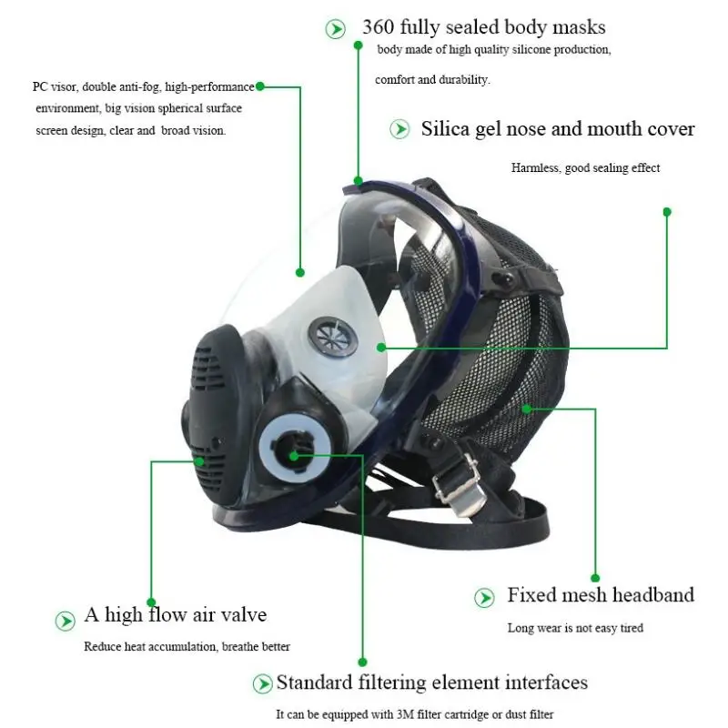 Маска от защиты от химического воздействия 6800 7 костюмов 6001 противогаз кислотный респиратор Краска распылитель пестицидов Силиконовый