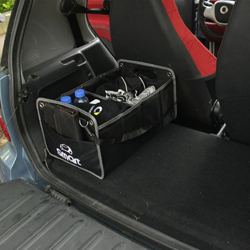 

Smart 450 451 453 fortwo forfour foldable black storage box bag oxford cloth organizer car styling accessory mesh in the trunk