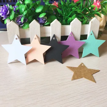 

200pcs 6 colours five-star shape Kraft Tag Packing Gift Box Hang Tag /Price Tag/ Luggage Lable Card 5.2*5.2cm