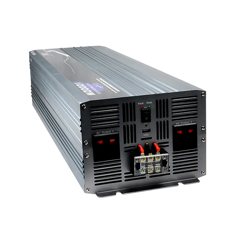 US $599.00 Profession Manufacturer Car Power Inverter 12000W Pure Sine Wave DC 12V To AC 220V OffGird SolarWind Power Inverter