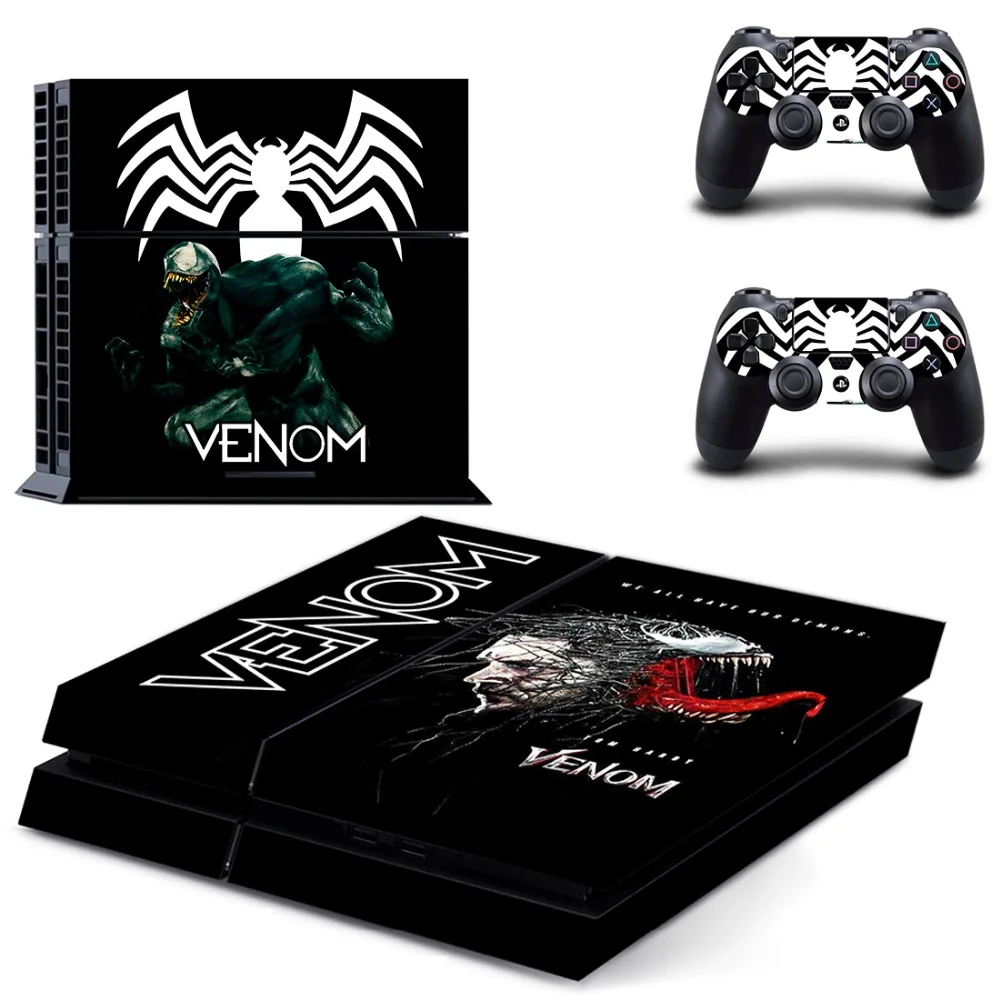 Виниловая наклейка на кожу Venom и Spiderman PS4 для консоли Sony Playstation 4 2 контроллера