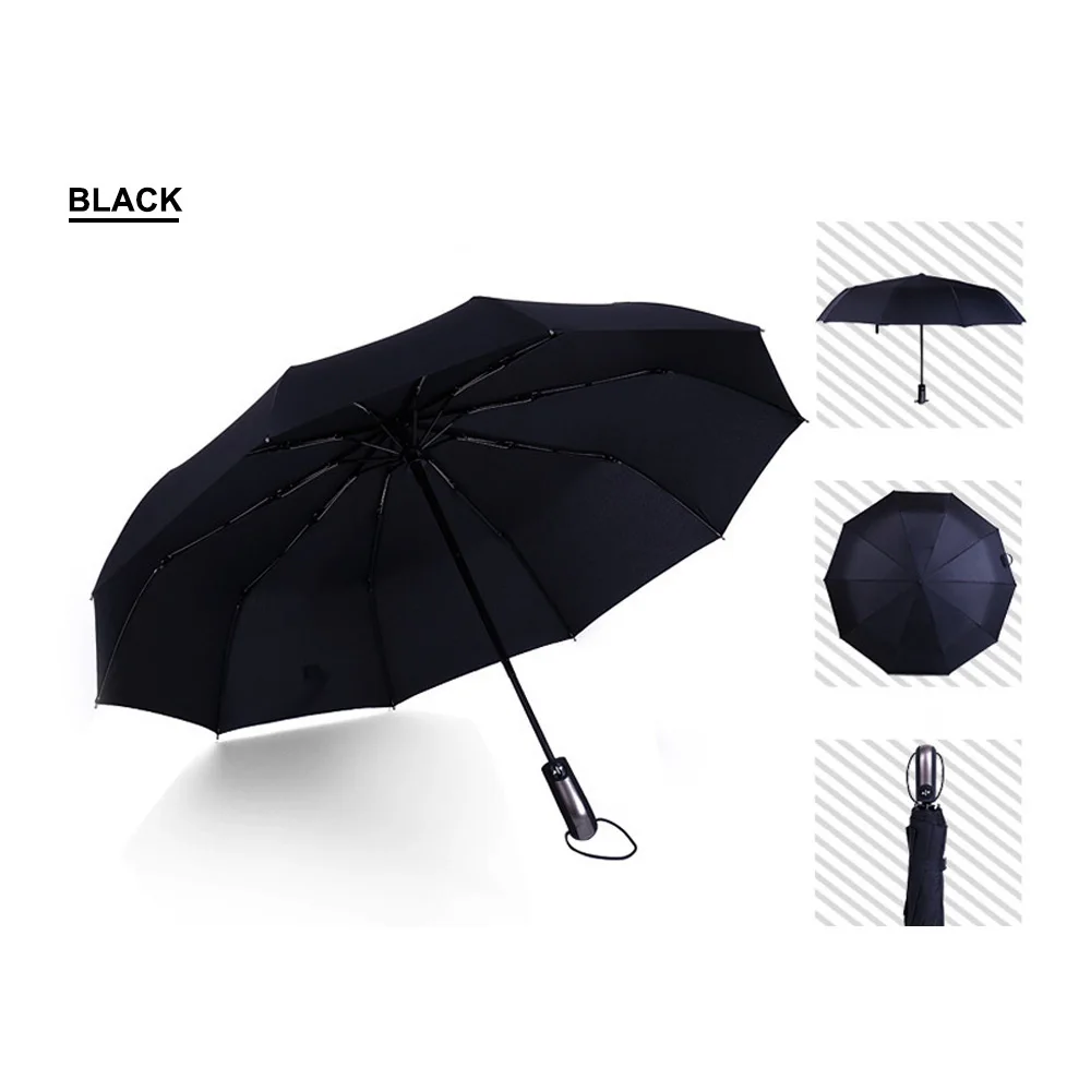 New Fully-automatic Three Wind Resistant Folding Umbrella Rain Women Windproof Umbrellas Men Frame 10K Parasol | Дом и сад