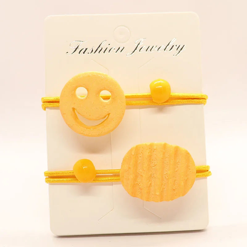 

2PCS Smiley potato chips Children Headwear Elastic Hair Bands Princess Hair Ropes Kids Headdress Girls Hair Accessories Headband