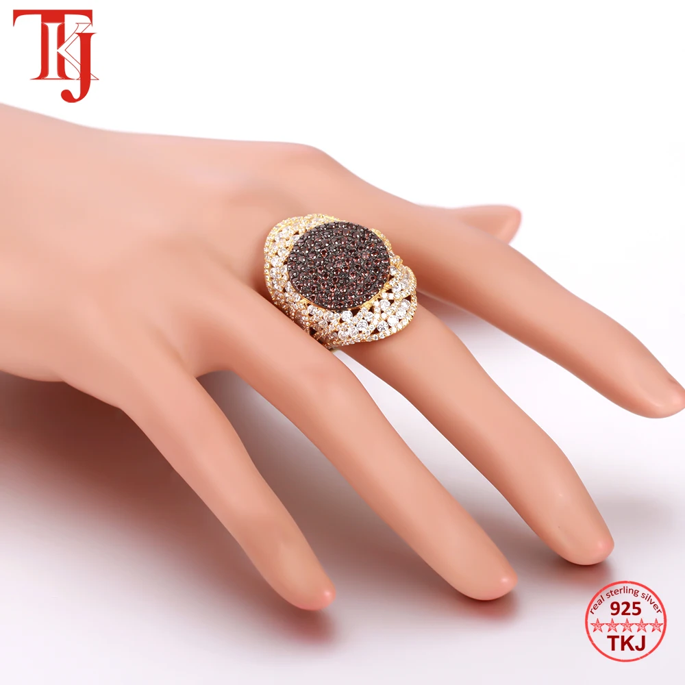 TKJ 925 стерлингового серебра ювелирные изделия Модные обручальные кольца для женщин шпинель Циркон Свадебная церемония кольцо