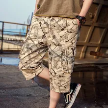 

DUQI New Summer Cropped Trousers Mixed Color Casual Shorts Men High Quality Loose Multi Pockets Plus Size Cargo Shorts Male