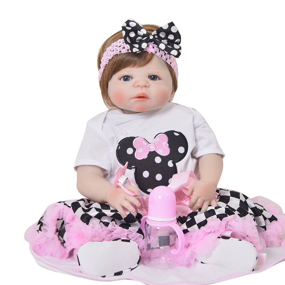 

NPKCOLLECTION 55cm Full Silicone Body Reborn Baby Doll Toy Like Real 22inch Newborn Girl Princess Babies Doll Bathe Toy Kid Gift