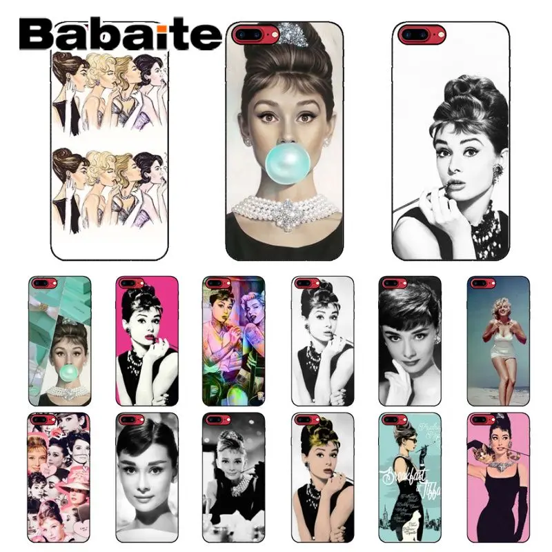 

Babaite Audrey Hepburn Best friend Monroe TPU Black Phone Case for Apple iPhone 8 7 6 6S Plus X XS MAX 5 5S SE XR Cellphones