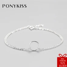 PONYKISS трендовые Стерлинговое Серебро S925 пробы, милые геометрические простые круглые браслеты, хорошее ювелирное изделие для женщин, креативный подарок на день рождения