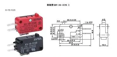 3-Terminals SPDT AC Micro Miniature Switch XV-15-1C25 |