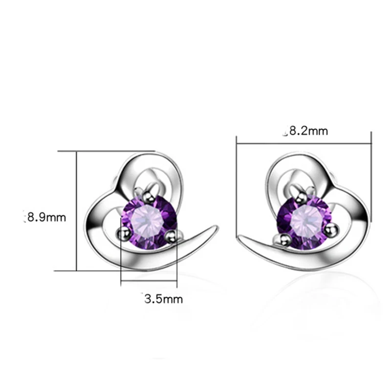 Женские серьги гвоздики из серебра 925 пробы с натуральным аметистом|stud earrings|earrings