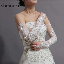 Luvas De Festa белые цвета слоновой кости сексуальные свадебные перчатки свадебные Кружева Свадьба перчатки со стразами перчатки свадебные аксессуары