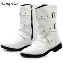 Белые мужские мотоциклетные ботинки с заклепками; винтажные армейские ботинки ручной работы; водонепроницаемые мужские военные ботинки с пряжкой; botas hombre