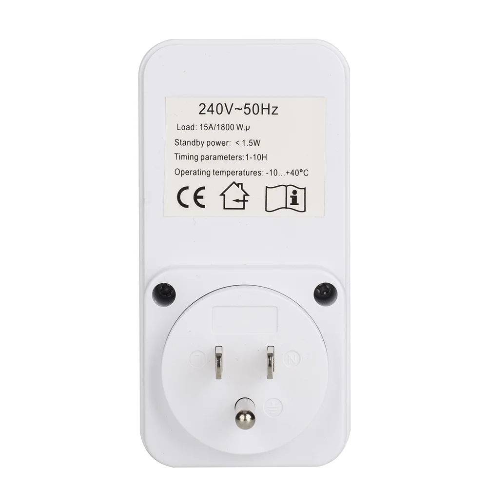 

1-10 Hours Indoor Countdown Timer Outlet with Grounded Pin Energy Saving US/EU/UK/AU Plug WWO66