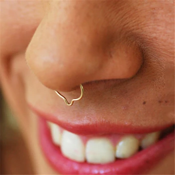 

925 Silver Fake Piercing Nose Ring Handmade Gold Filled Jewelry Vintage Handmade Septum Hoop Punk Fake Body Jewelry