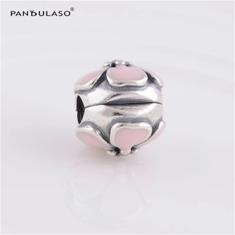 

Pandulaso 925 Sterling Silver Jewelry beads DIY Making Pink Bloom Flower Clip Bead Fit European Charm Bracelet & Necklace