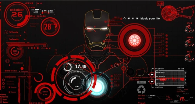 Iron Man The Computer Theme Desktop Of Tony Stark's Jarvis System Rainmeter  - Unknown - AliExpress
