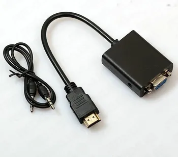 

20pcs/lot HDMI TO VGA with 3.5mm plug Audio Cable Adapter Converter