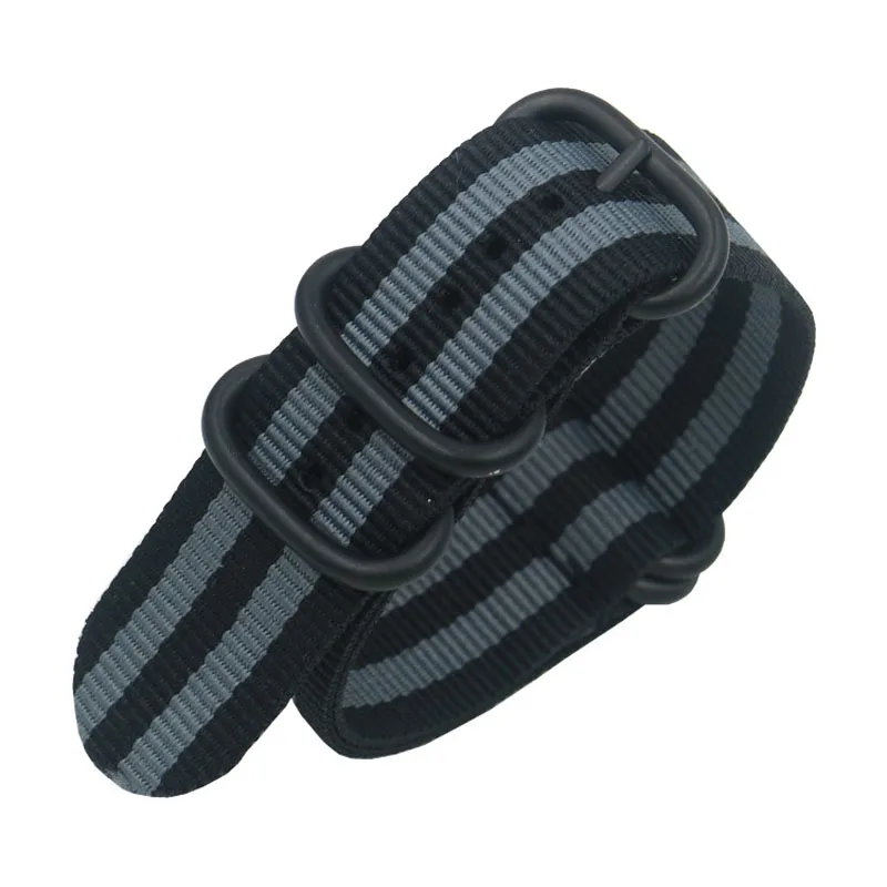 20mm 22mm 24mm Black Buckle Watch Band Strap Nylon Watchbands Replacement Wristbands Belt Accessories for Suunto