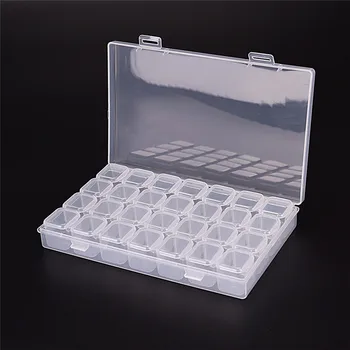 

28 Slots Adjustable Clear Plastic Storage Box Case Jewelry Makeup Bead Organizer For Room Box